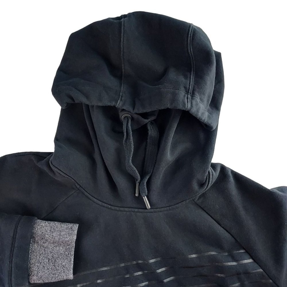 Under Armour Threadborne Hoodie Womens Small Black Funnel Neck Stripe 1315119